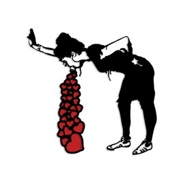 Wallity Banksy 12 Escultura de Pared Metálica Negro y Rojo